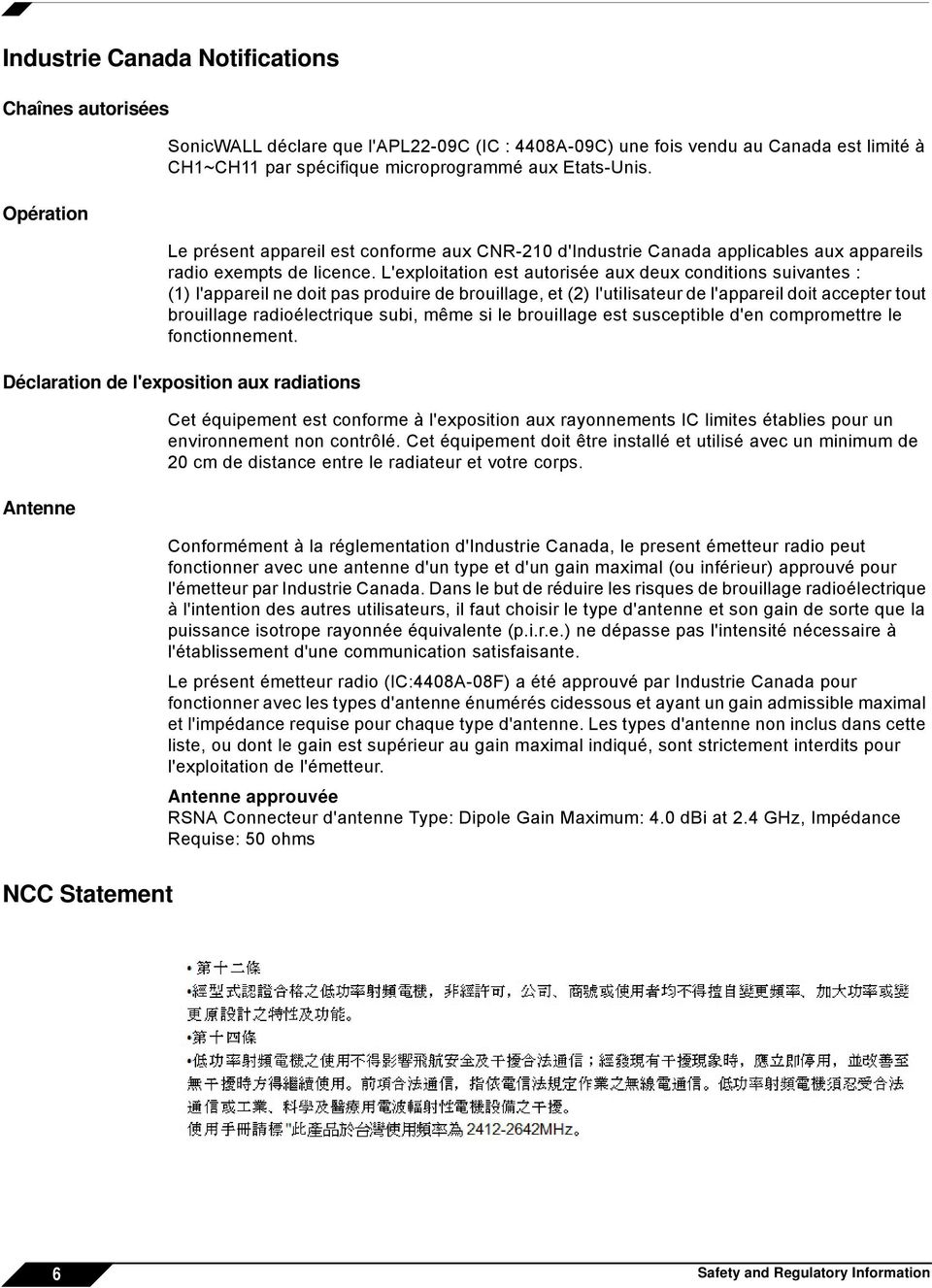 L'exploitation est autorisée aux deux conditions suivantes : (1) l'appareil ne doit pas produire de brouillage, et (2) l'utilisateur de l'appareil doit accepter tout brouillage radioélectrique subi,