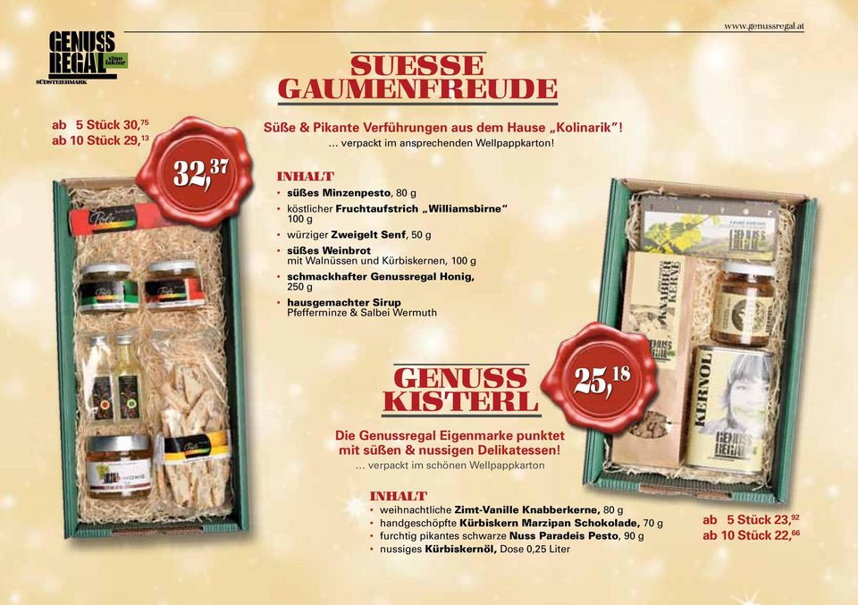 g hausgemachter Sirup Pfefferminze & Salbei Wermuth GENUSS KISTERL 25, 18 Die Genussregal Eigenmarke punktet mit süßen & nussigen Delikatessen!