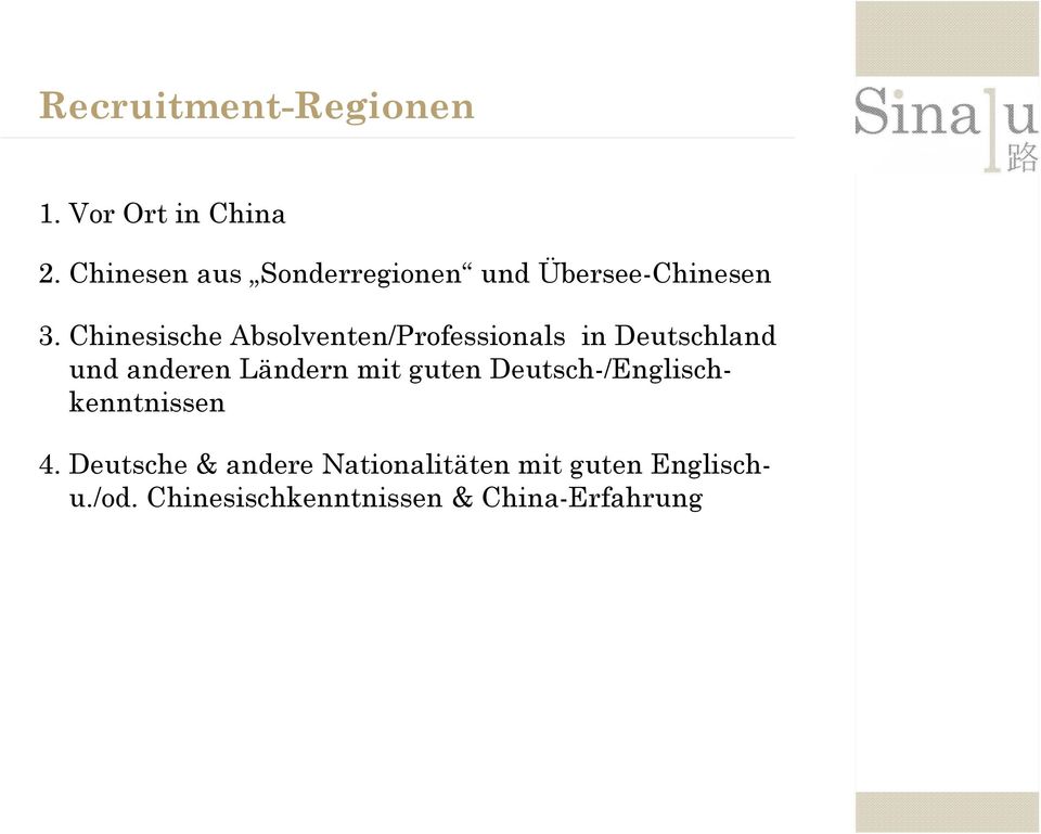 Chinesische Absolventen/Professionals in Deutschland und anderen Ländern mit