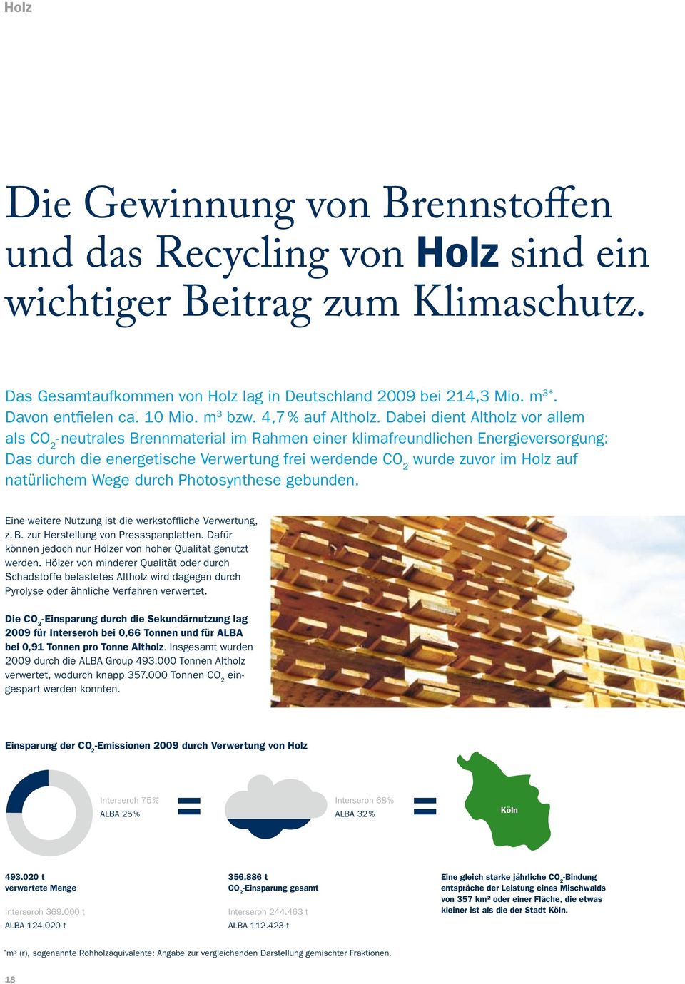 Dabei dient Altholz vor allem als -neutrales Brennmaterial im Rahmen einer klimafreundlichen Energieversorgung: Das durch die energetische Verwertung frei werdende wurde zuvor im Holz auf natürlichem