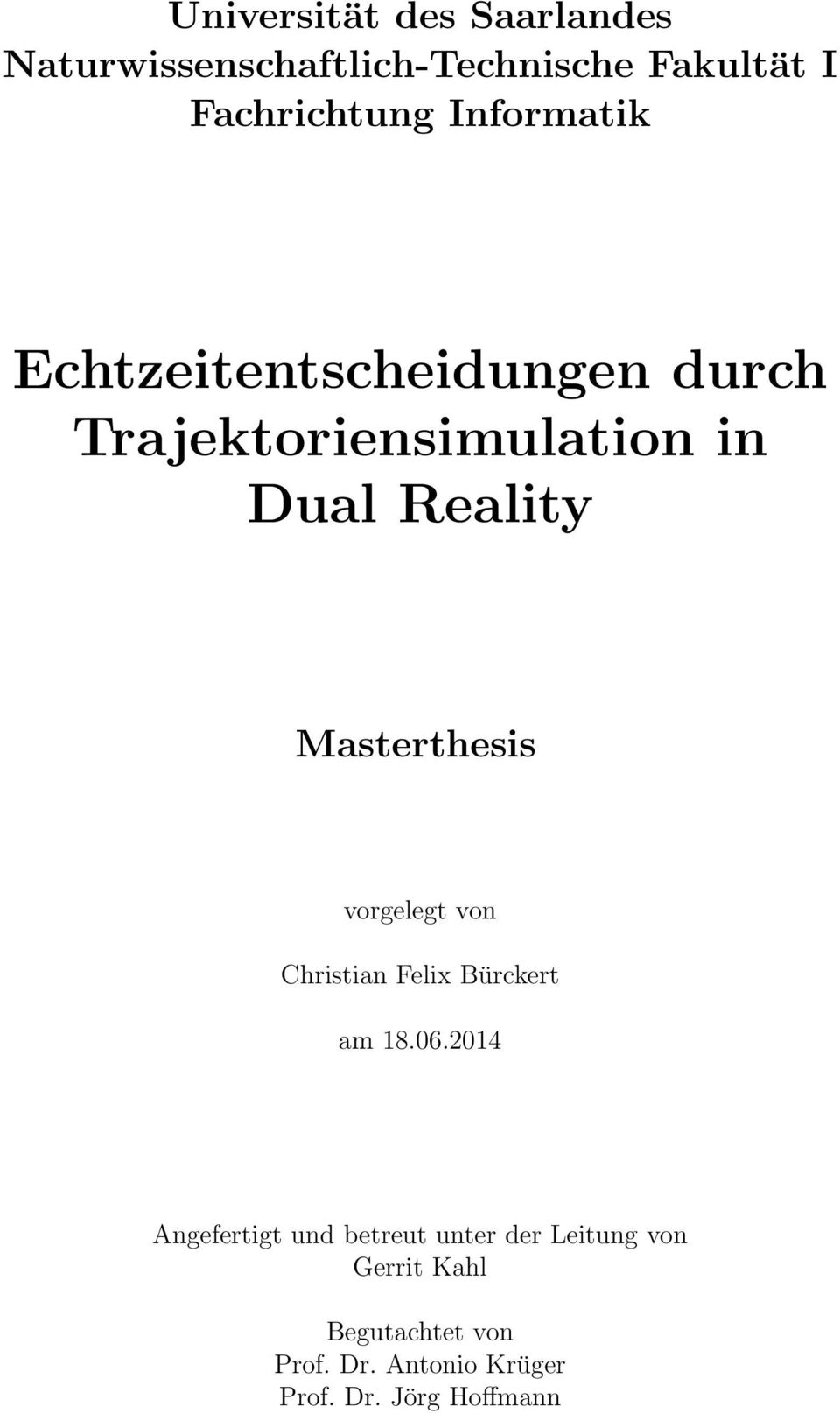 Masterthesis vorgelegt von Christian Felix Bürckert am 18.06.