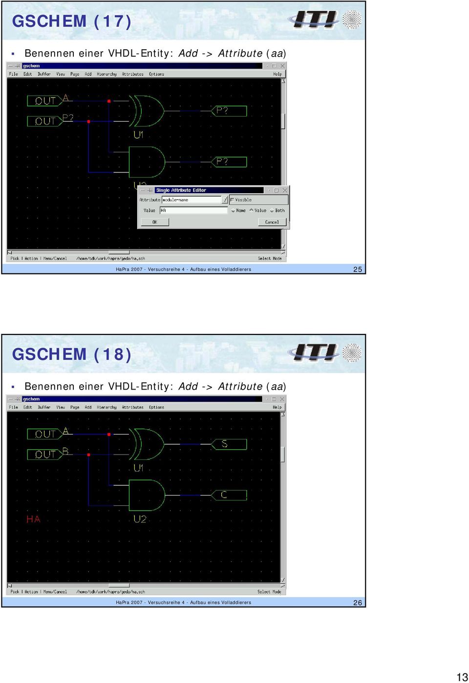 GSHEM (18) Benennen einer VHDL-Entity: Add -> Attribute (aa)