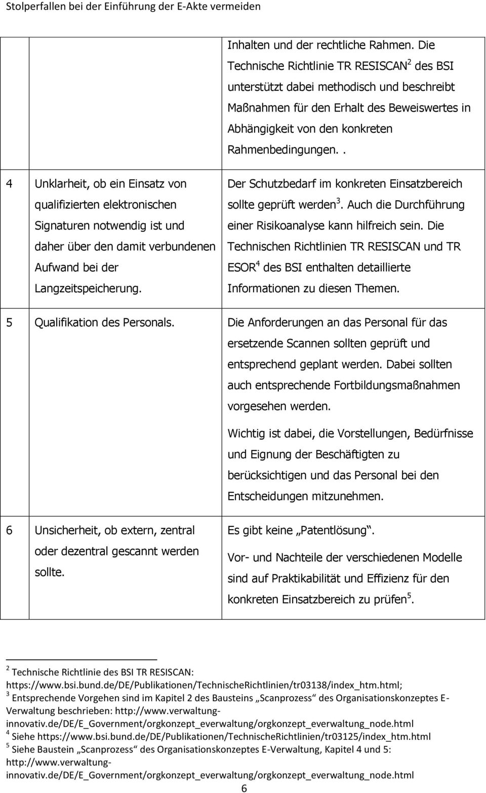 . 4 Unklarheit, ob ein Einsatz von qualifizierten elektronischen Signaturen notwendig ist und daher über den damit verbundenen Aufwand bei der Langzeitspeicherung.