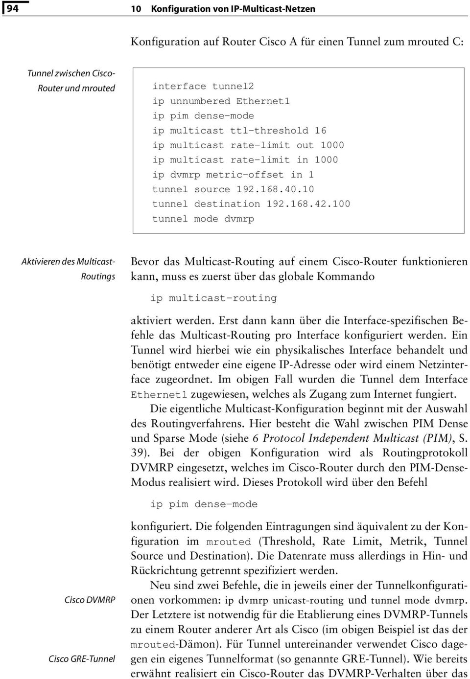 100 tunnel mode dvmrp Aktivieren des Multicast- Routings Bevor das Multicast-Routing auf einem Cisco-Router funktionieren kann, muss es zuerst über das globale Kommando ip multicast-routing aktiviert