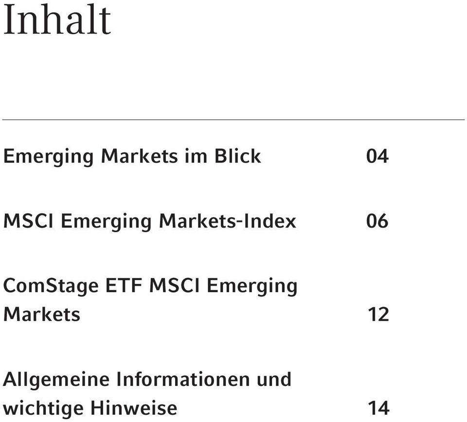 ComStage ETF MSCI Emerging Markets 12