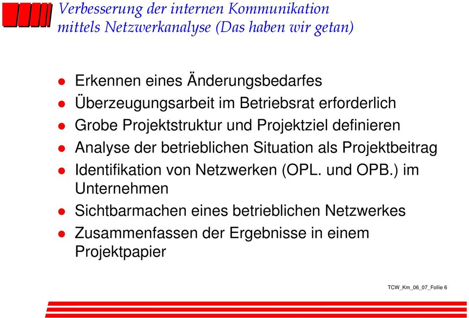 Situation als Projektbeitrag Identifikation von Netzwerken (OPL. und OPB.