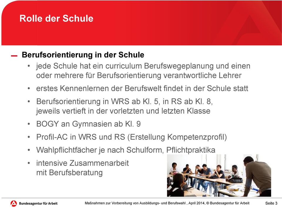 ab Kl. 5, in RS ab Kl. 8, jeweils vertieft in der vorletzten und letzten Klasse BOGY an Gymnasien ab Kl.