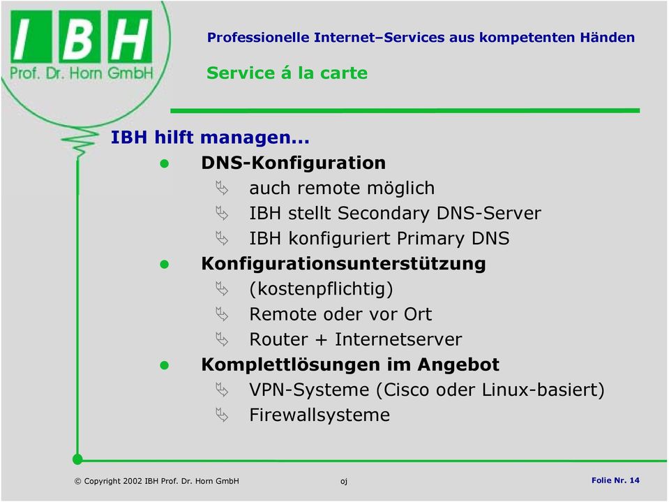 Primary DNS Konfigurationsunterstützung (kostenpflichtig) Remote oder vor Ort Router +