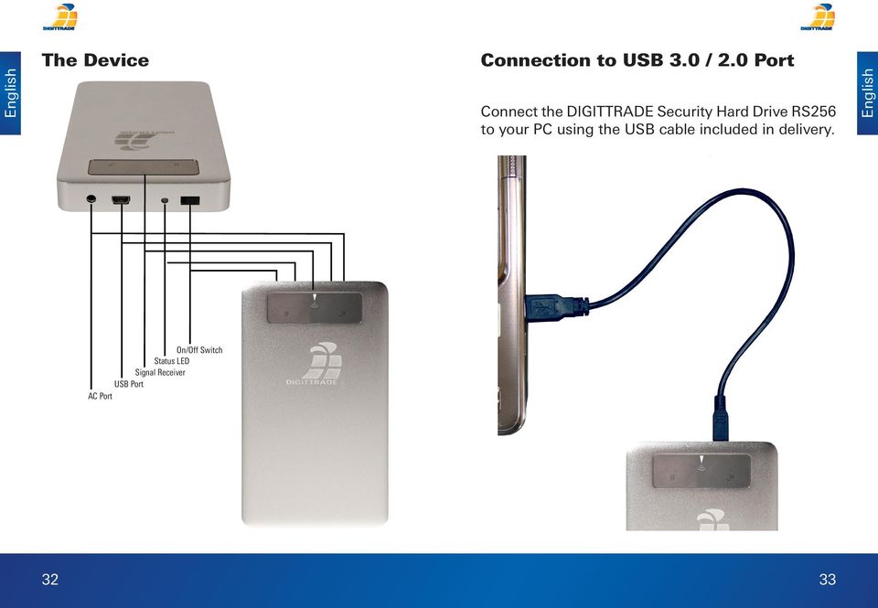 to your PC using the USB cable included in delivery.