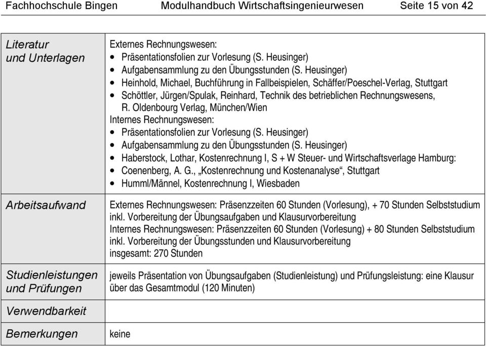 Oldenbourg Verlag, München/Wien Internes Rechnungswesen: Präsentationsfolien zur Vorlesung (S. Heusinger) Aufgabensammlung zu den Übungsstunden (S.