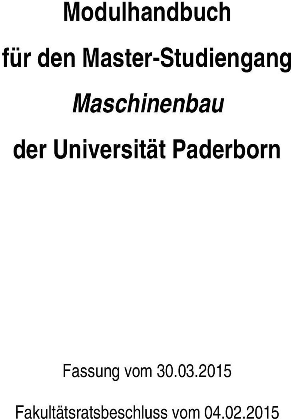 Universität Paderborn Fassung vom