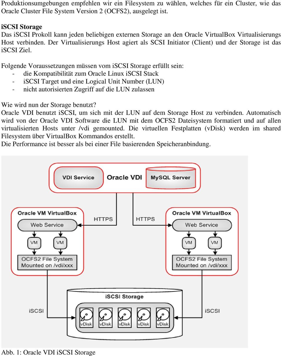 Der Virtualisierungs Host agiert als SCSI Initiator (Client) und der Storage ist das iscsi Ziel.