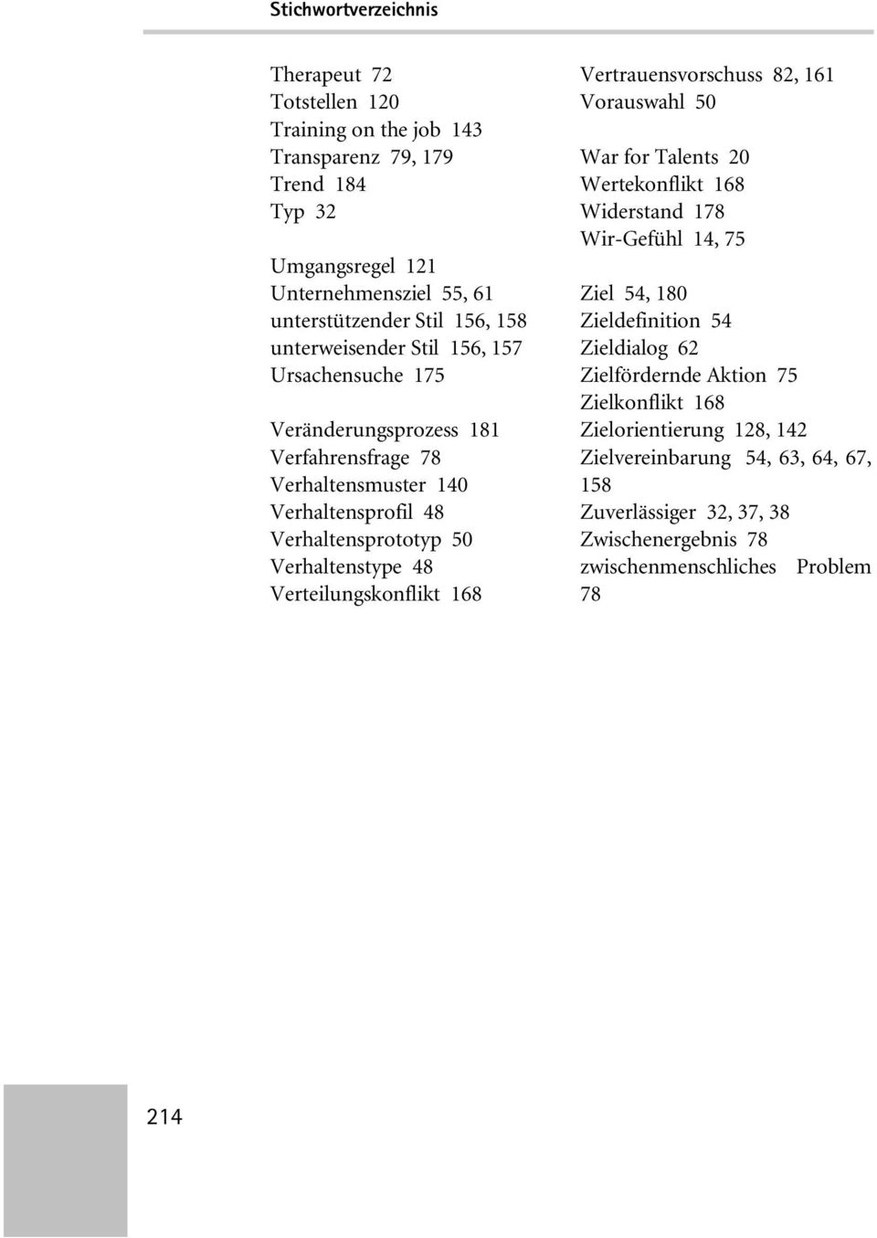 Verteilungskonflikt 168 Vertrauensvorschuss 82, 161 Vorauswahl 50 War for Talents 20 Wertekonflikt 168 Widerstand 178 Wir-Gefühl 14, 75 Ziel 54, 180 Zieldefinition 54 Zieldialog