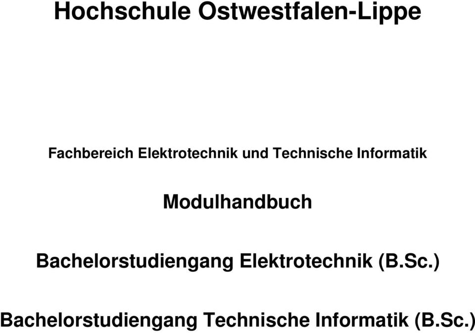 Bachelorstudiengang Elektrotechnik (B.