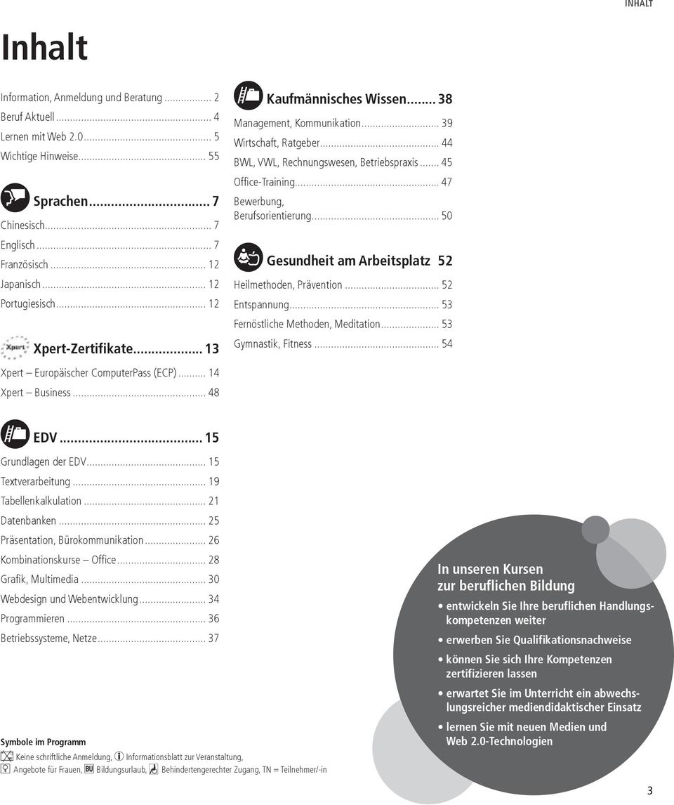 .. 47 Bewerbung, Berufsorientierung... 50 Gesundheit am Arbeitsplatz.52 Heilmethoden, Prävention... 52 Entspannung... 53 Fernöstliche Methoden, Meditation... 53 Gymnastik, Fitness.