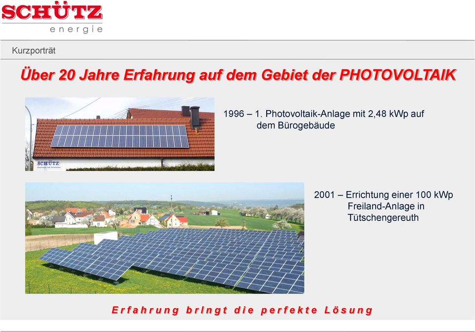Photovoltaik-Anlage mit 2,48 kwp auf dem Bürogebäude 2001