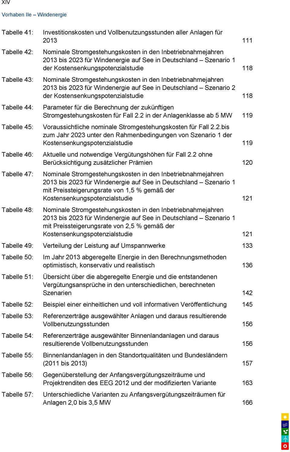 Inbetriebnahmejahren 2013 bis 2023 für Windenergie auf See in Deutschland Szenario 2 der Kostensenkungspotenzialstudie 118 Parameter für die Berechnung der zukünftigen Stromgestehungskosten für Fall