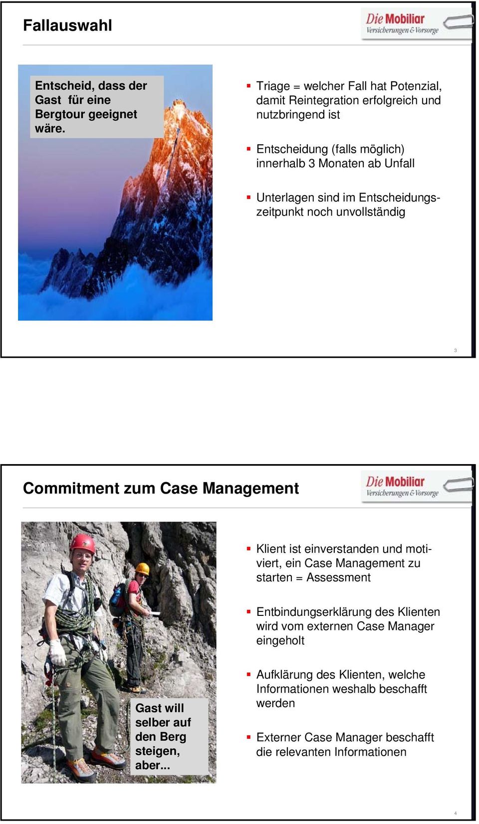 sind im Entscheidungszeitpunkt noch unvollständig 3 Commitment zum Case Management Klient ist einverstanden und motiviert, ein Case Management zu starten =