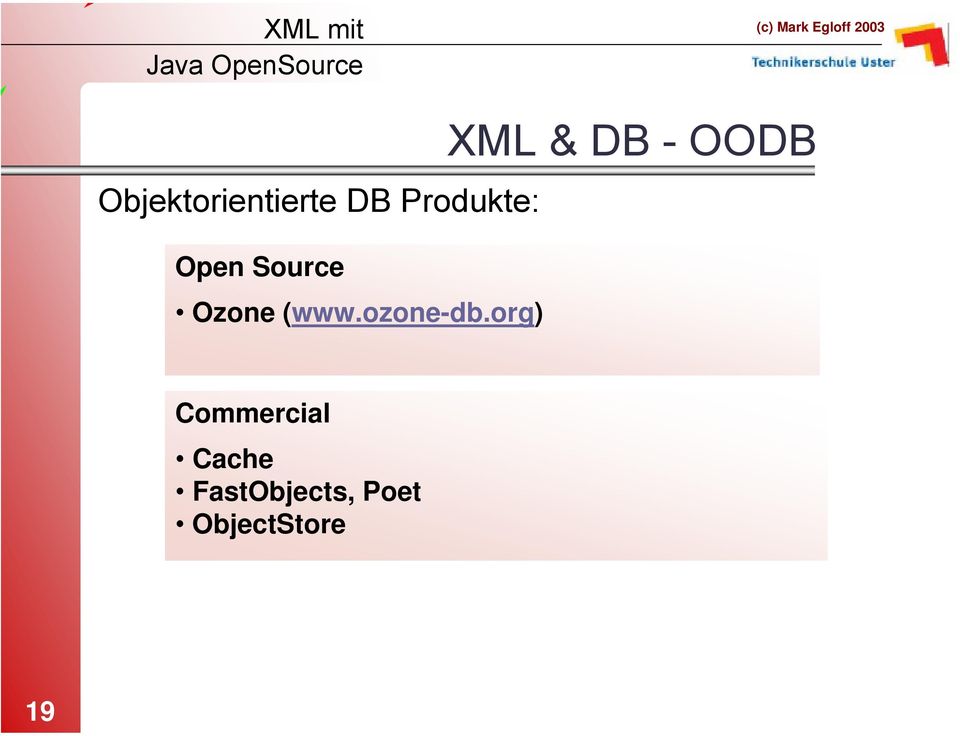 org) XML & DB - OODB Commercial