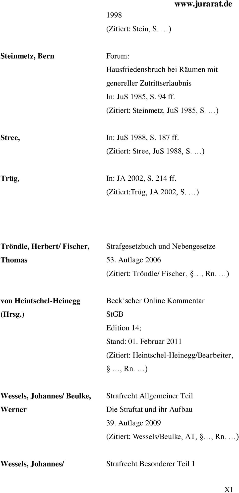 ) Tröndle, Herbert/ Fischer, Thomas Strafgesetzbuch und Nebengesetze 53. Auflage 2006 (Zitiert: Tröndle/ Fischer,, Rn. ) von Heintschel-Heinegg (Hrsg.