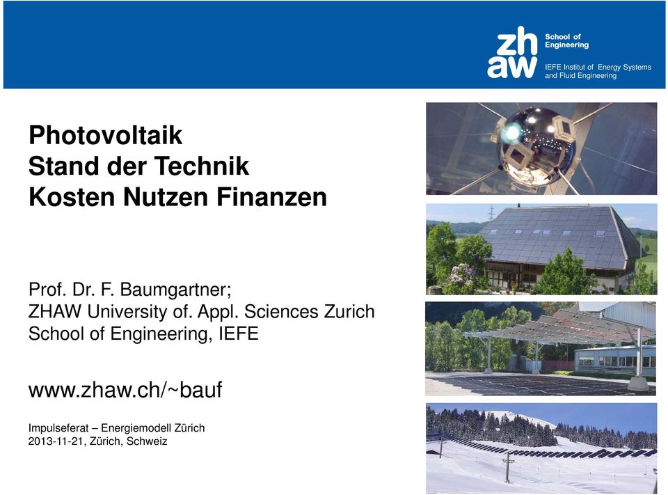 Baumgartner; ZHAW University of. Appl.