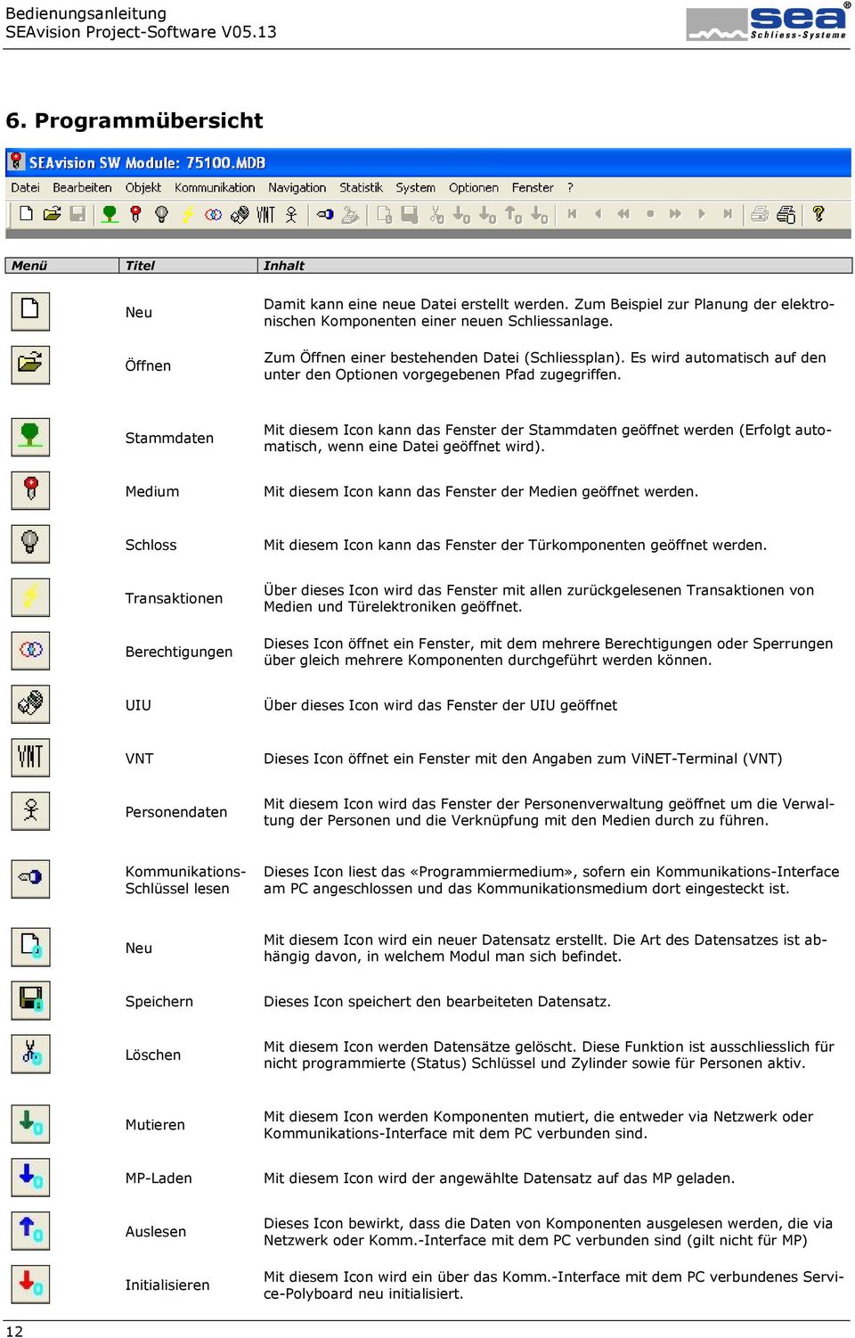 Stammdaten Mit diesem Icon kann das Fenster der Stammdaten geöffnet werden (Erfolgt automatisch, wenn eine Datei geöffnet wird). Medium Mit diesem Icon kann das Fenster der Medien geöffnet werden.