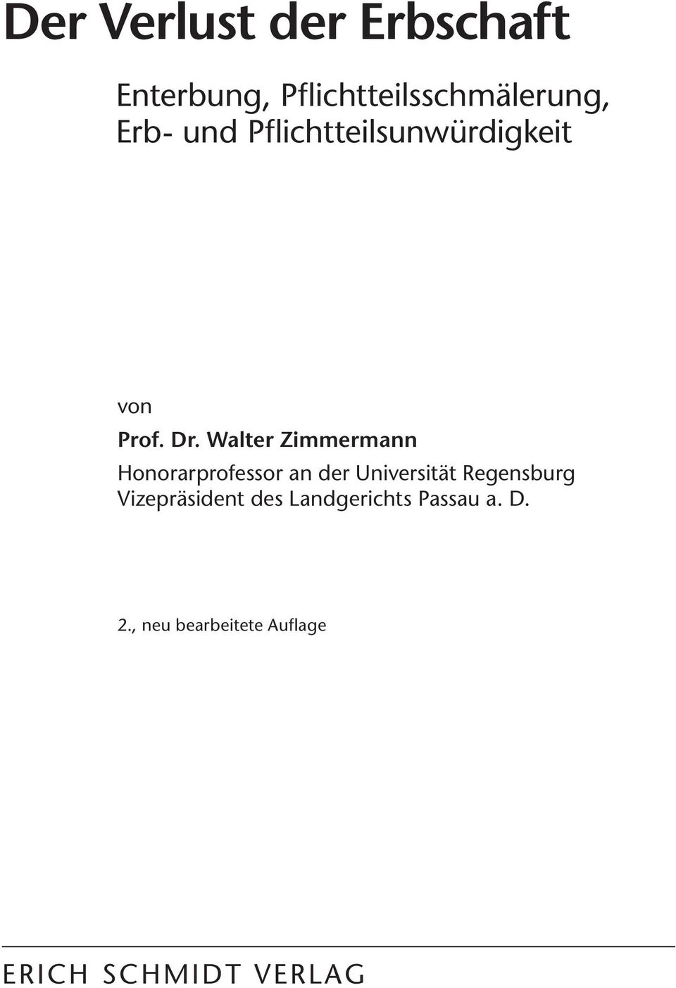 Walter Zimmermann Honorarprofessor an der Universität Regensburg