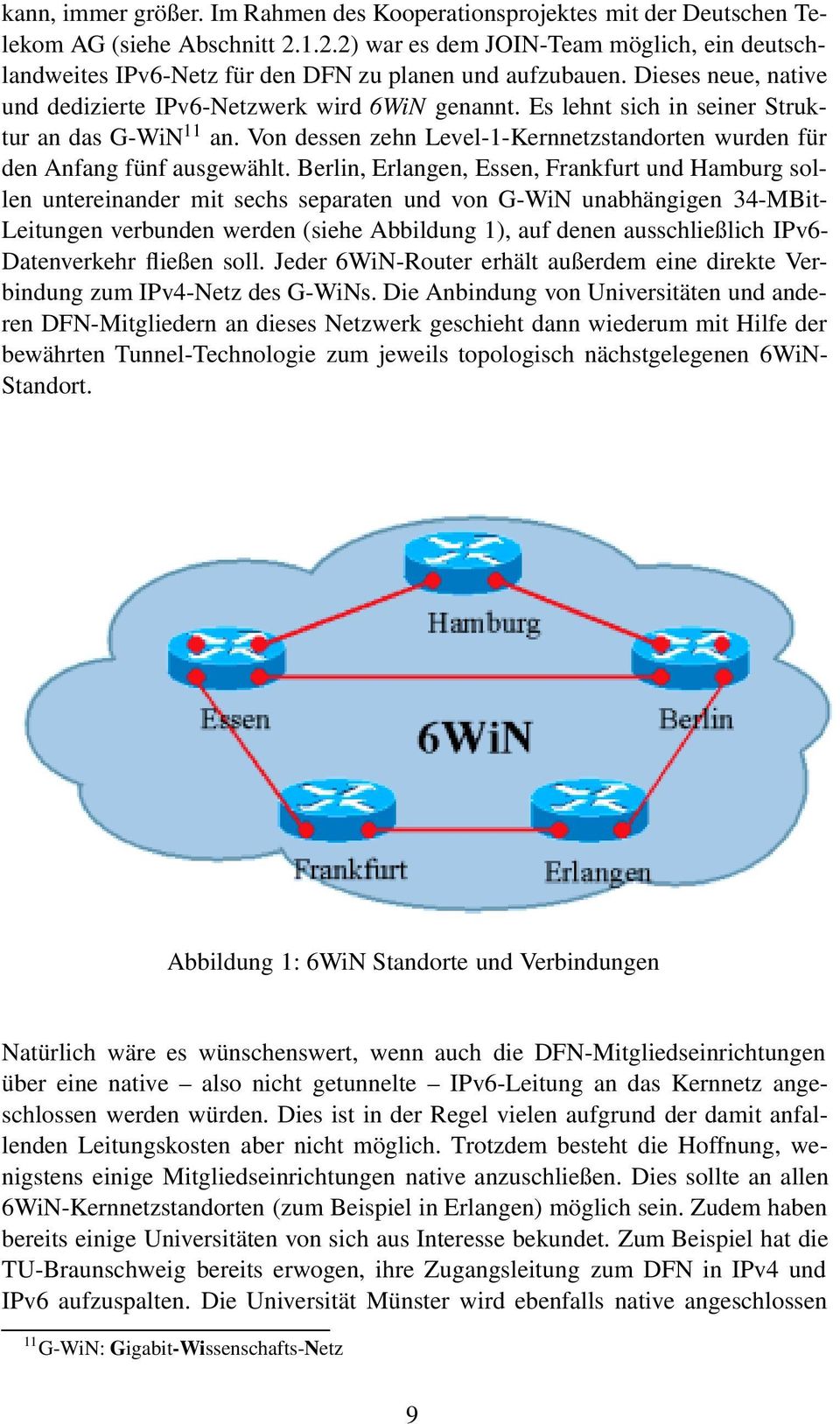 Es lehnt sich in seiner Struktur an das G-WiN 11 an. Von dessen zehn Level-1-Kernnetzstandorten wurden für den Anfang fünf ausgewählt.