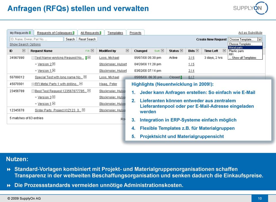 Flexible Templates z.b. für Materialgruppen 5.