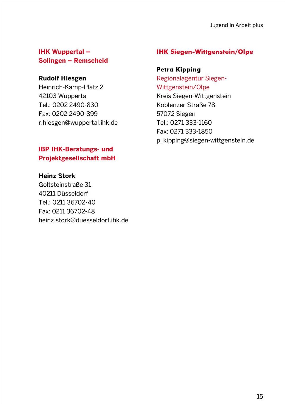 de IBP IHK-Beratungs- und Projektgesellschaft mbh IHK Siegen-Wittgenstein/Olpe Petra Kipping Regionalagentur Siegen- Wittgenstein/Olpe