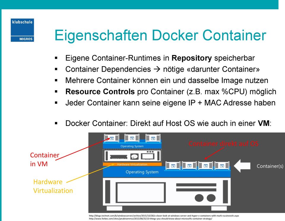 Image nutzen Resource Controls pro Container (z.b.