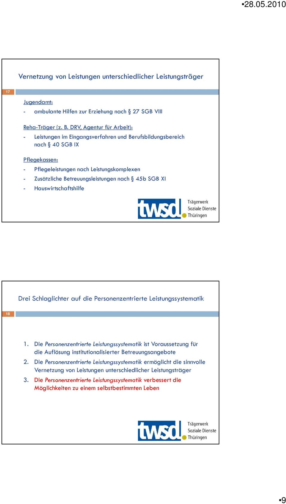 Betreuungsleistungen nach 45b SGB XI - Hauswirtschaftshilfe Drei Schlaglichter auf die Personenzentrierte Leistungssystematik 18 1.