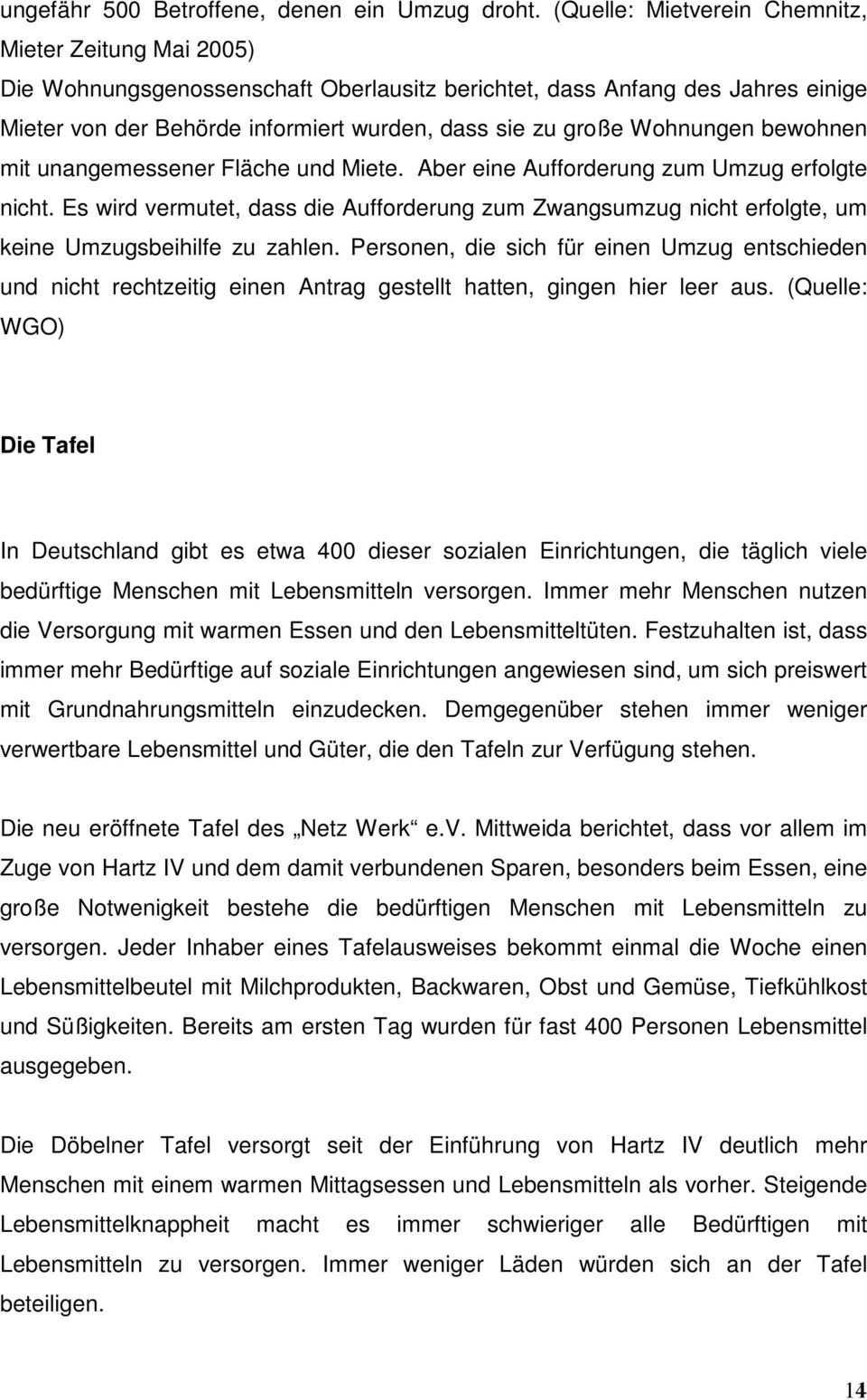 Projekt. Umsetzung von Hartz IV und die Armutsfolgen in Sachsen - PDF Free  Download