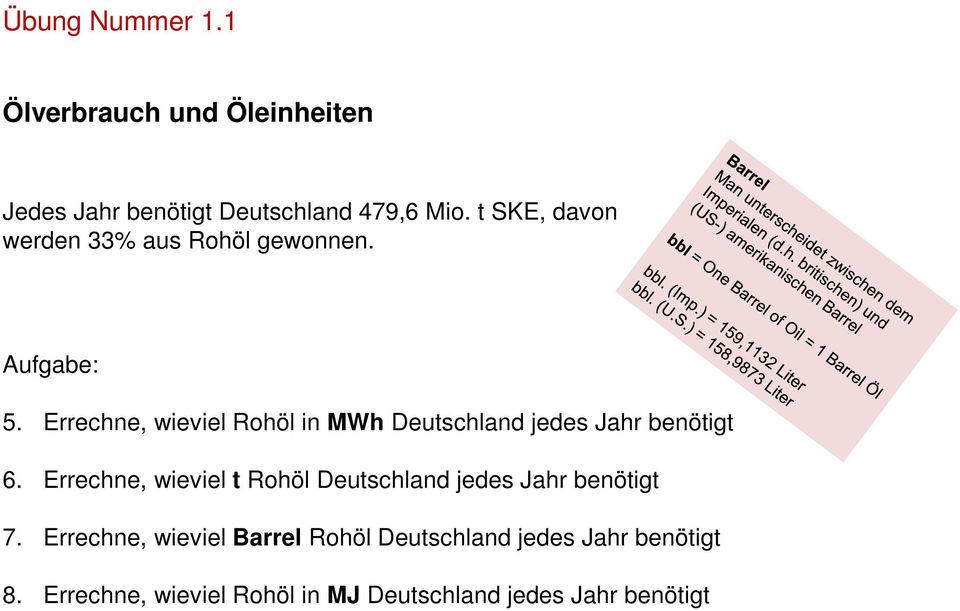 Errechne, wieviel Rohöl in MWh Deutschland jedes Jahr benötigt 6.