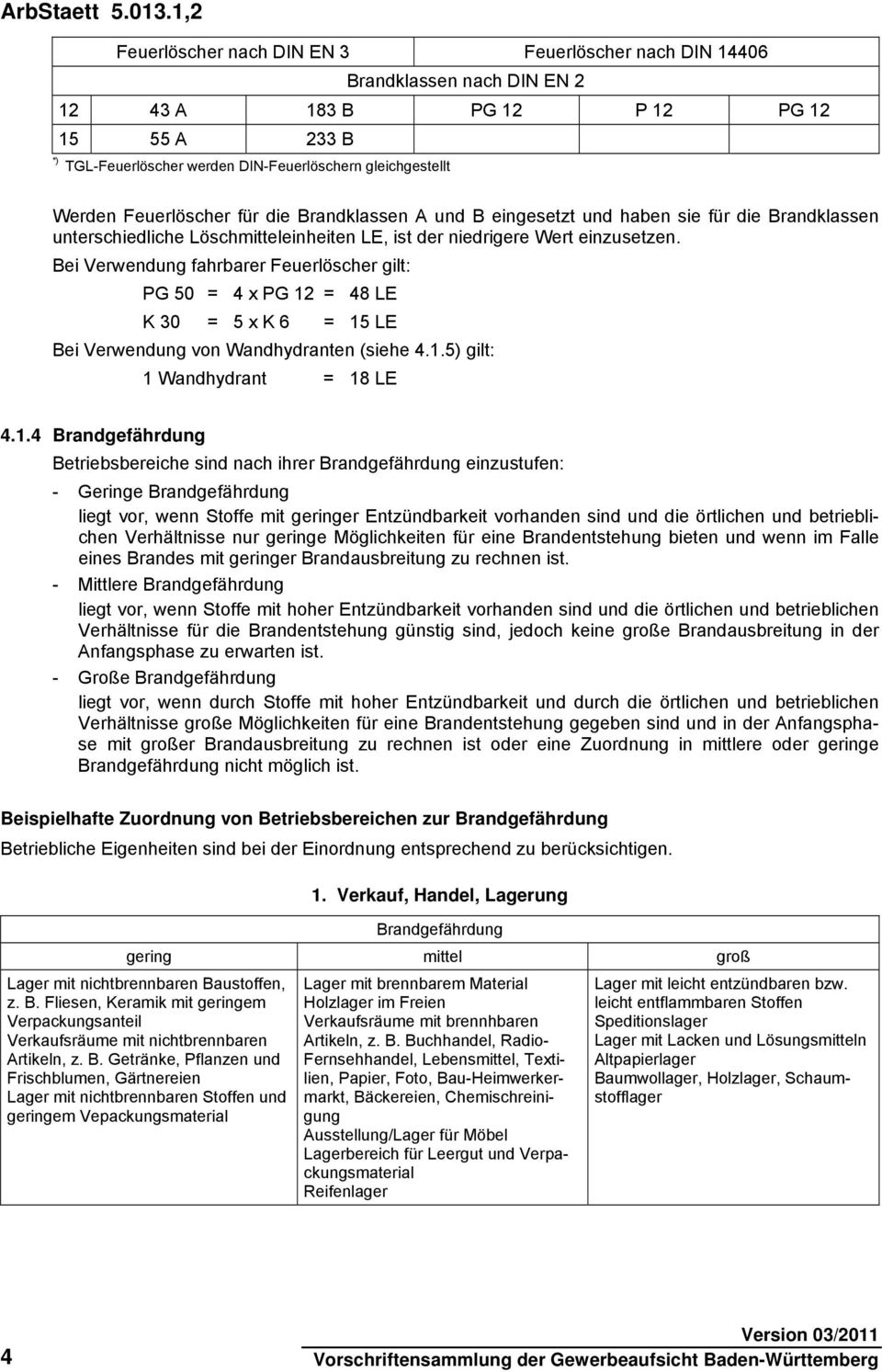 Bei Verwendung fahrbarer Feuerlöscher gilt: PG 50 = 4 x PG 12