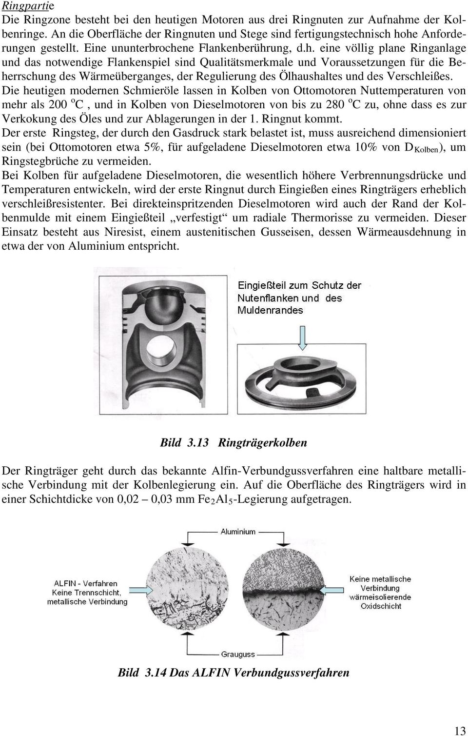 der Ringnuten und Stege sind fertigungstechn