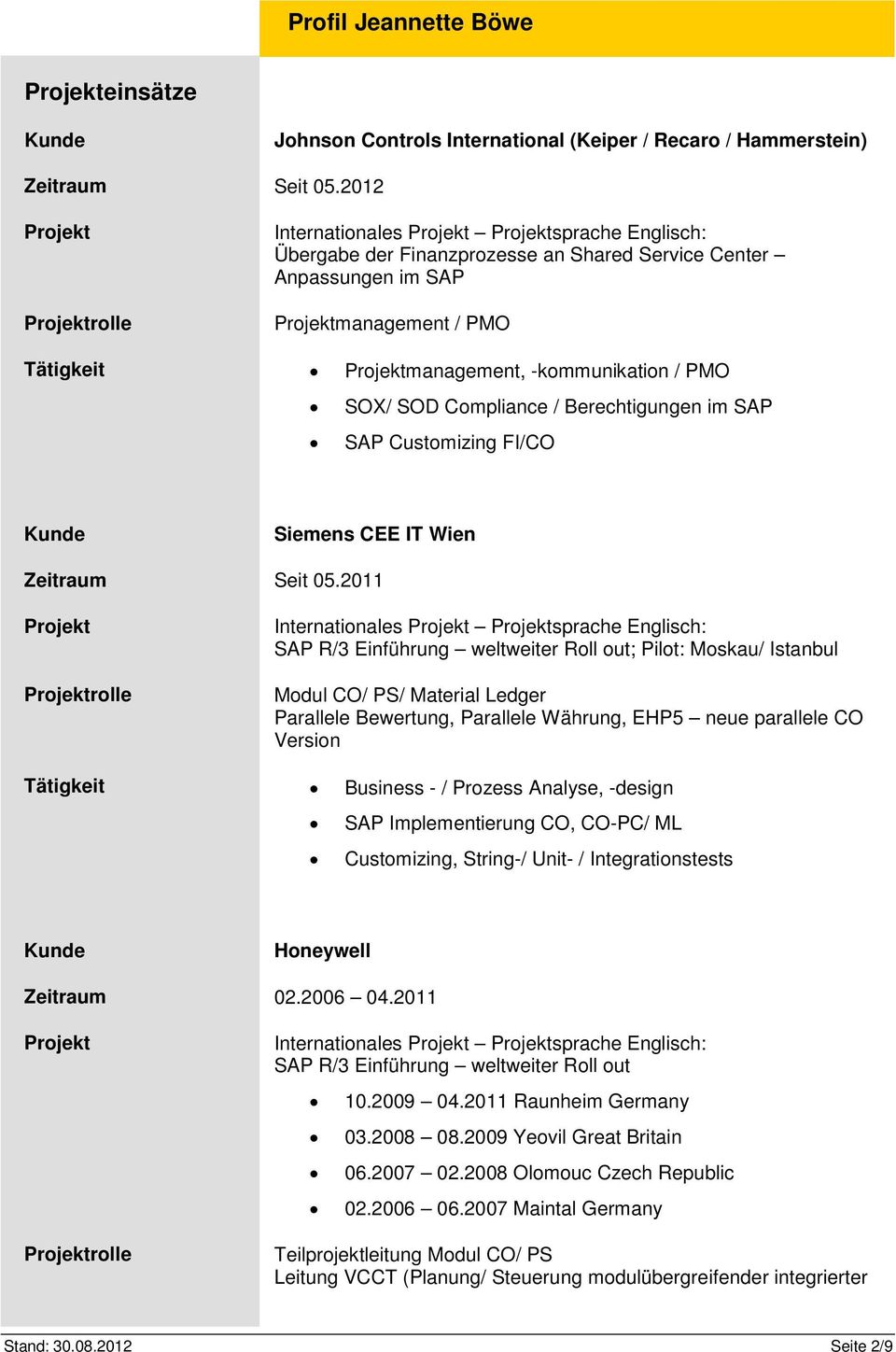 Berechtigungen im SAP SAP Customizing FI/CO Siemens CEE IT Wien Zeitraum Seit 05.