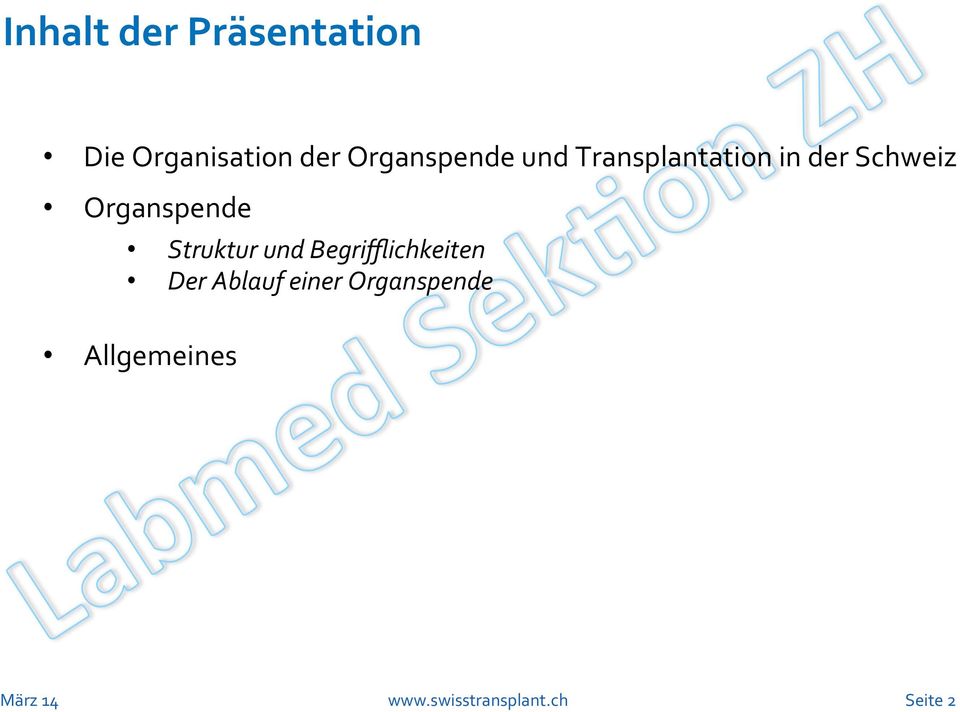 Schweiz Organspende Struktur und