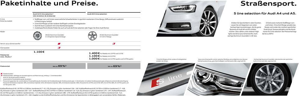 auf den vorderen Kotflügeln und den Einstiegsleisten Audi A4 Avant zusätzlich mit S line-dachkantenspoiler modellspezifische Details finden Sie auch auf audi.