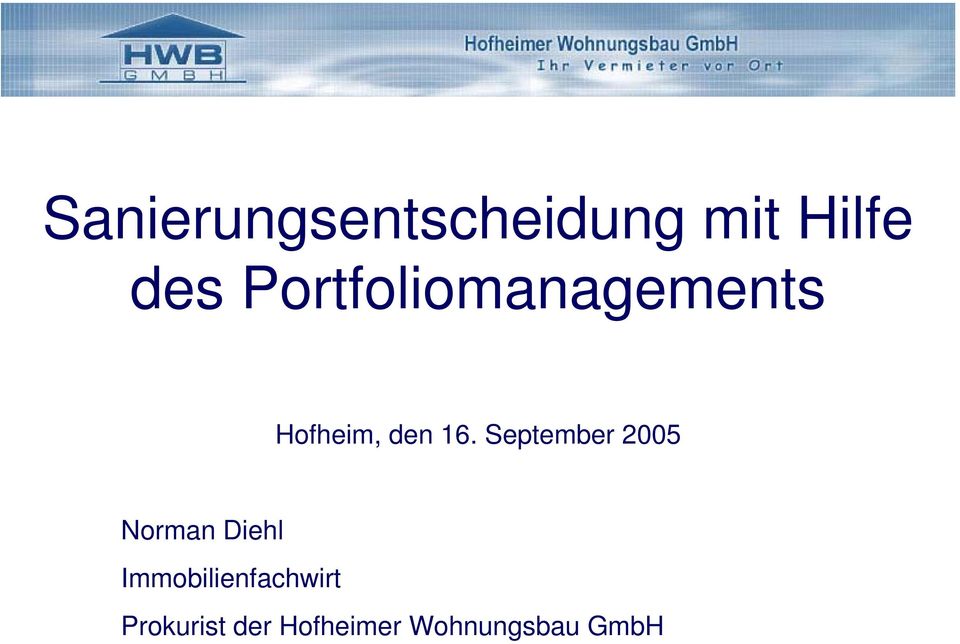 September 2005 Norman Diehl