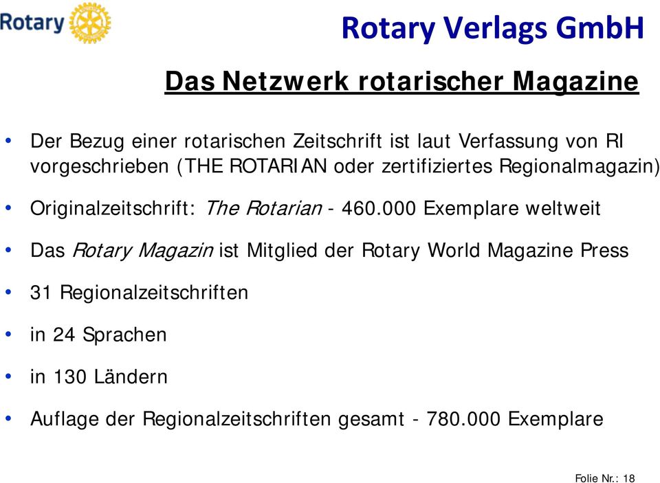 000 Exemplare weltweit Das Rotary Magazin ist Mitglied der Rotary World Magazine Press 31
