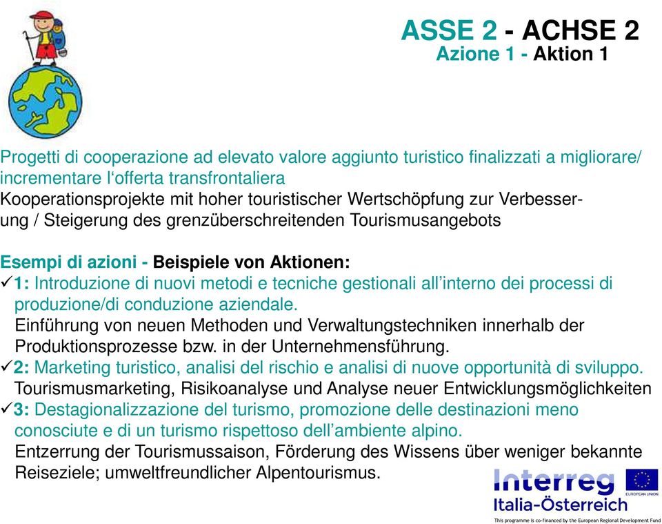 dei processi di produzione/di conduzione aziendale. Einführung von neuen Methoden und Verwaltungstechniken innerhalb der Produktionsprozesse bzw. in der Unternehmensführung.