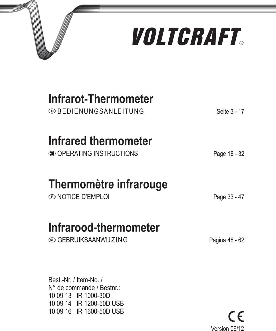 Infrarood-thermometer GEBRUIKSAANWIJZING Pagina 48-62 Best.-Nr. / Item-No.