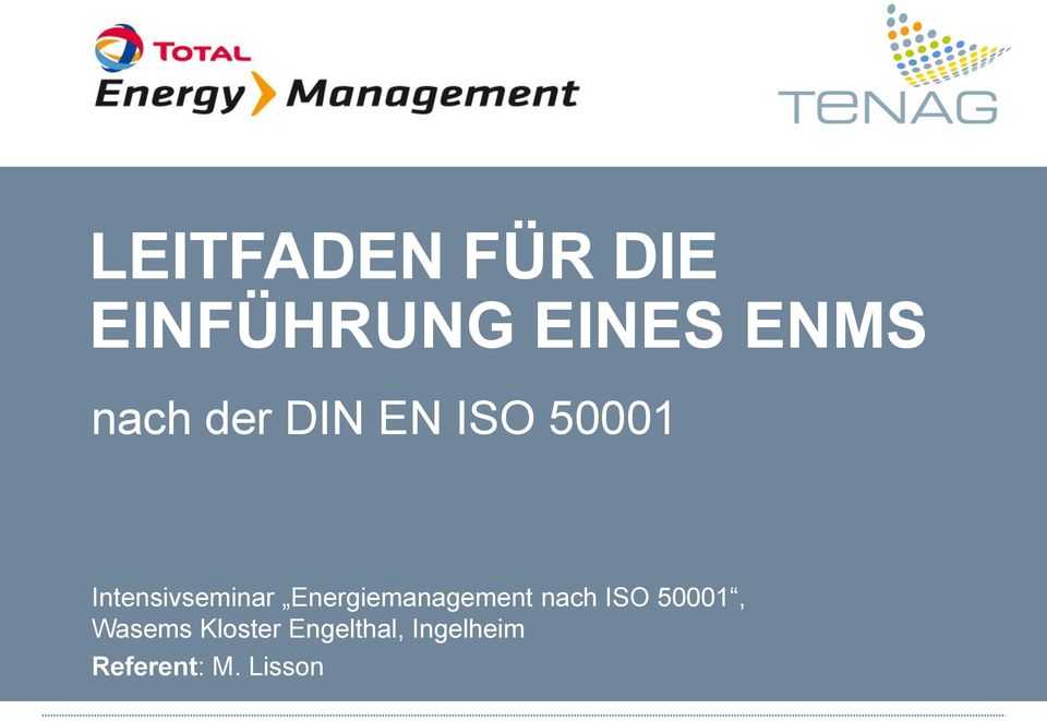 Intensivseminar Energiemanagement nach ISO