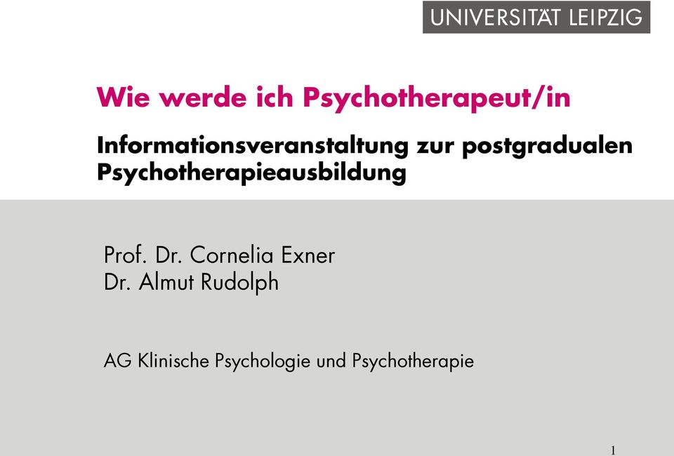 Psychotherapieausbildung Prof. Dr.