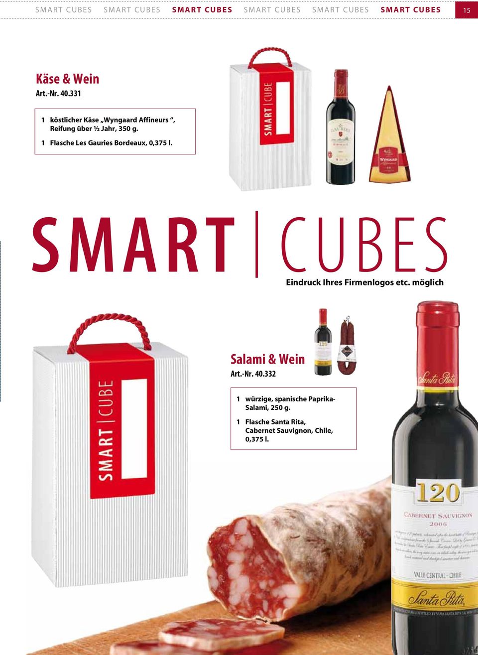 1 Flasche Les Gauries Bordeaux, 0,375 l. SMART CUBES Eindruck Ihres Firmenlogos etc.
