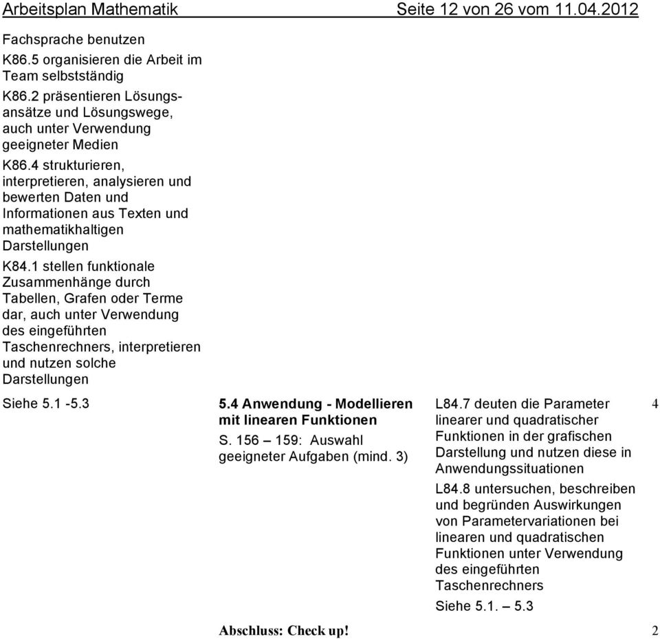 4 strukturieren, interpretieren, analysieren und bewerten Daten und Informationen aus Texten und mathematikhaltigen Darstellungen K84.