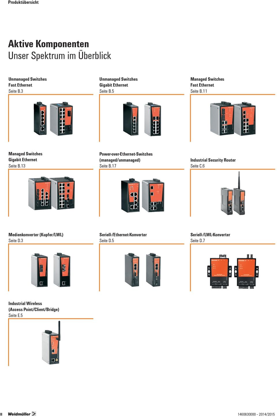 11 Managed Switches Power-over-Ethernet-Switches Gigabit Ethernet (managed/unmanaged) Industrial Security Router Seite B.13 Seite B.