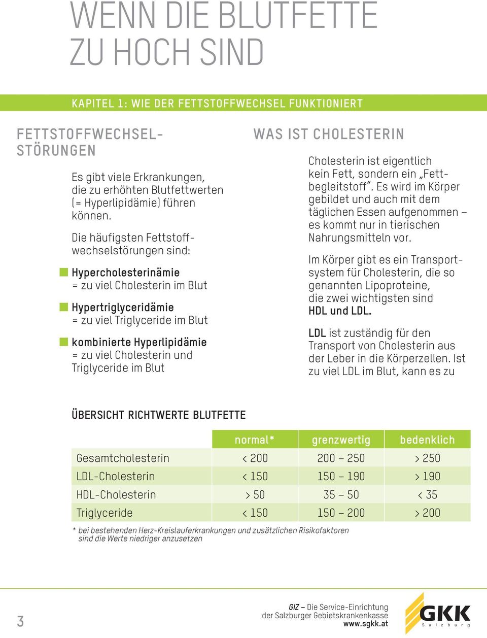 Die häufigsten Fettstoffwechselstörungen sind: Hypercholesterinämie = zu viel Cholesterin im Blut Hypertriglyceridämie = zu viel Triglyceride im Blut kombinierte Hyperlipidämie = zu viel Cholesterin