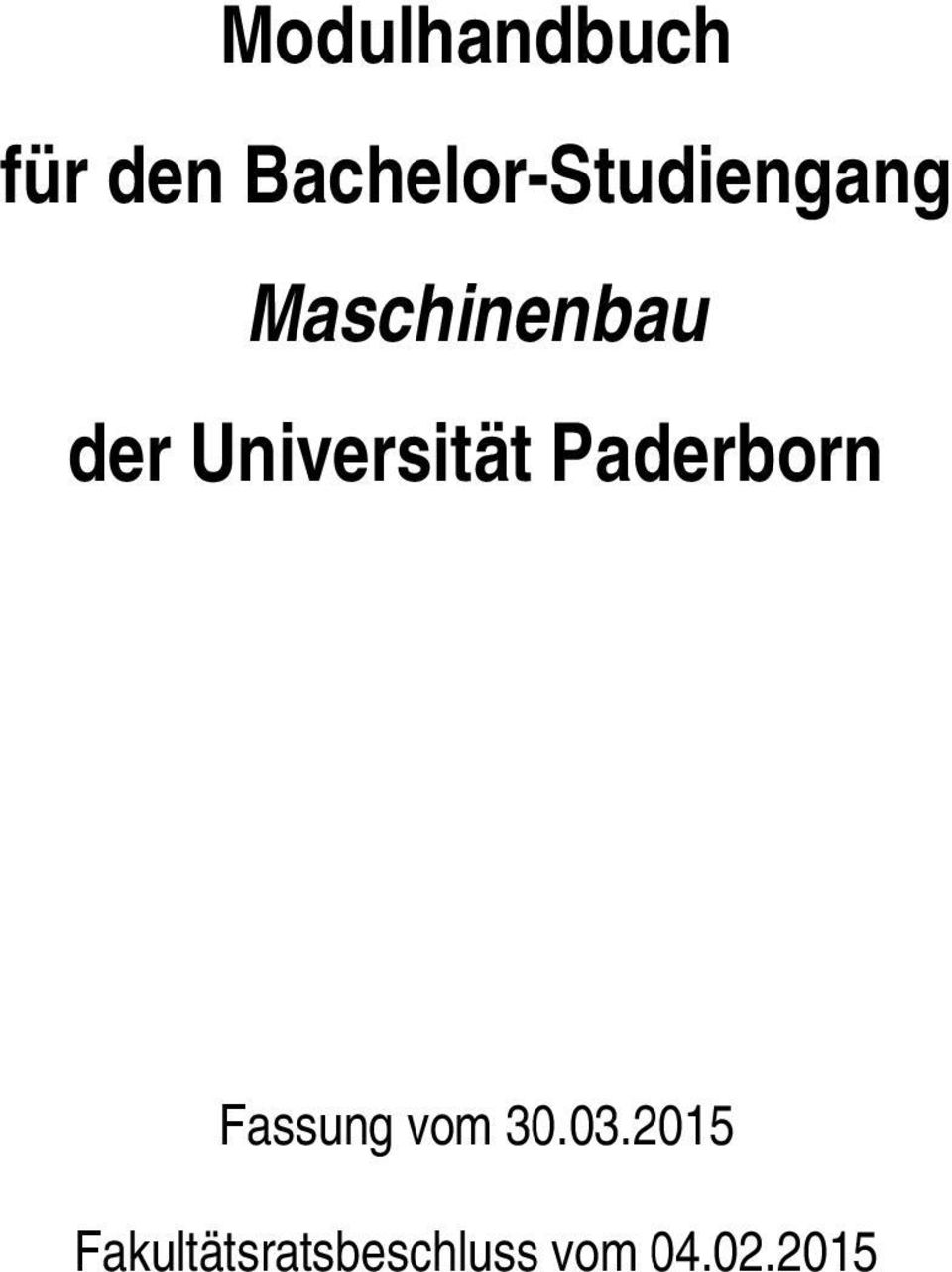 der Universität Paderborn Fassung